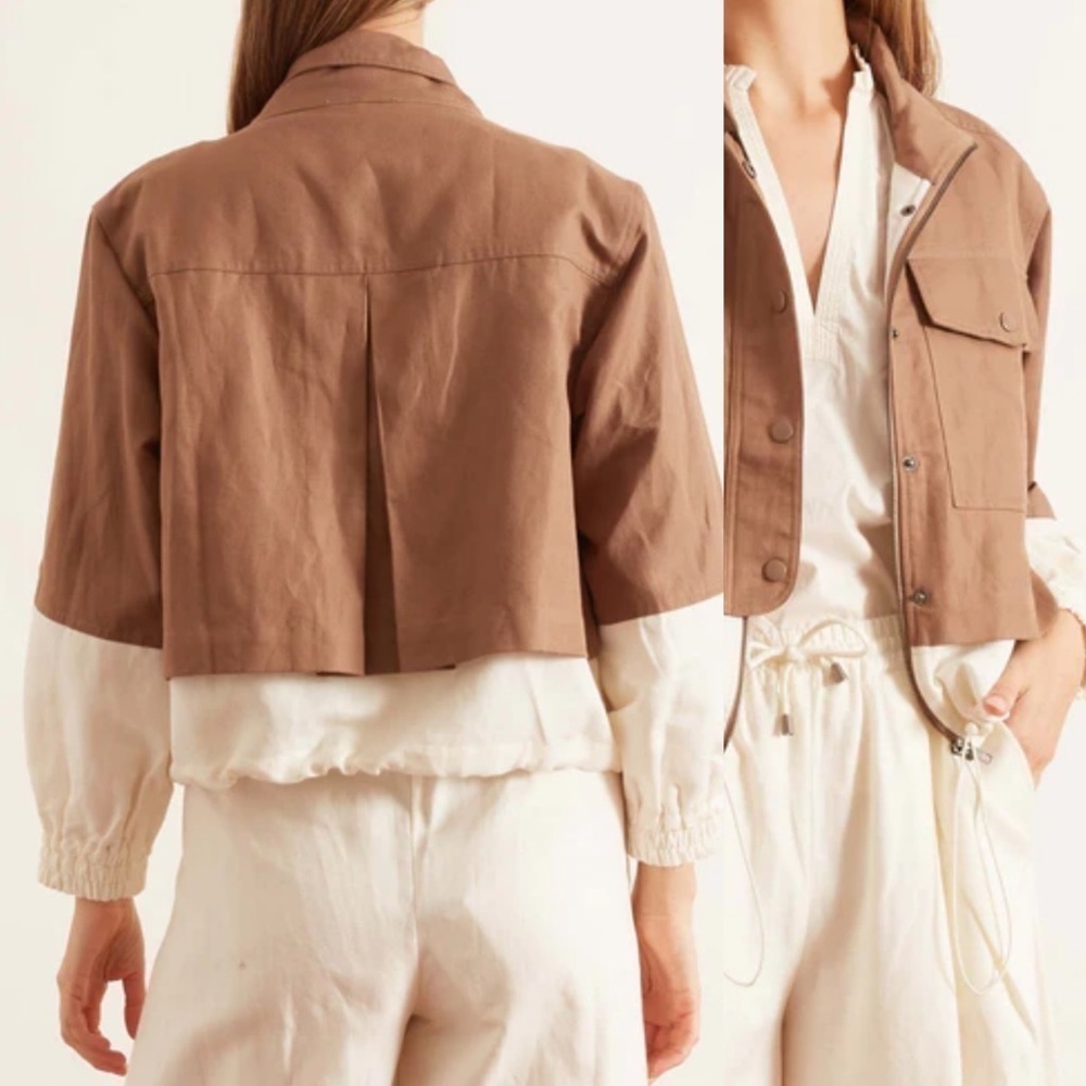 NWT APIECE APART Selva Cropped Windbreaker in Camel - Picture 4 of 13